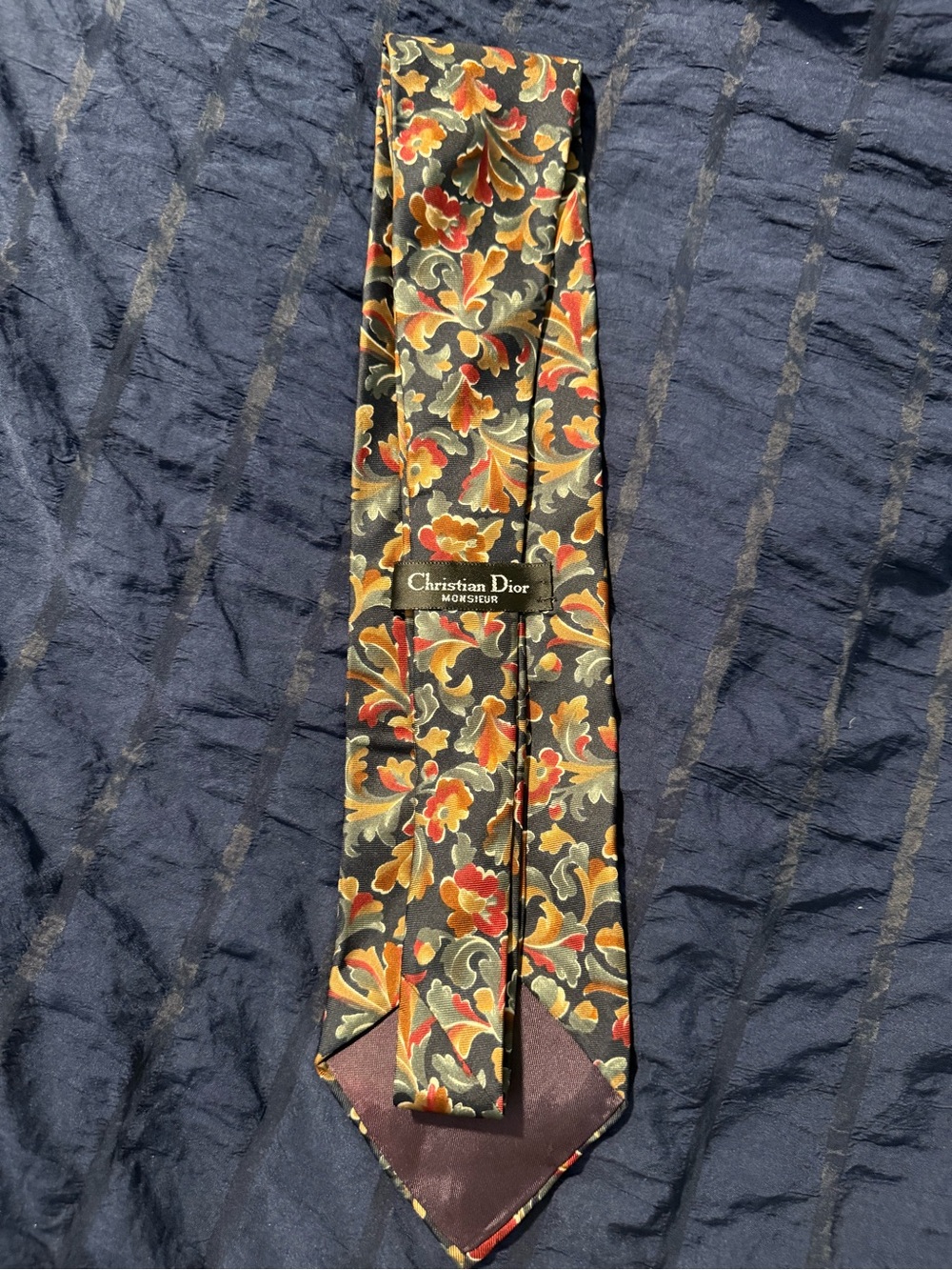 Christian Dior Monsieur Floral Silk Tie in Black and Gold